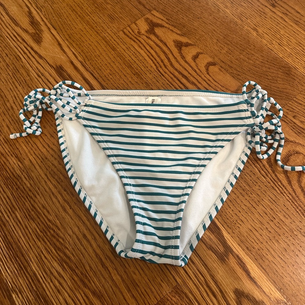 Striped Bikini Bottom with Side Ties
